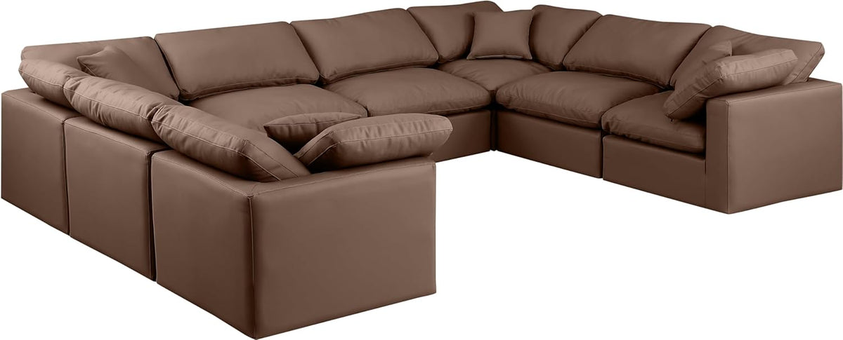 Brown Vegan Leather Sectional E49041