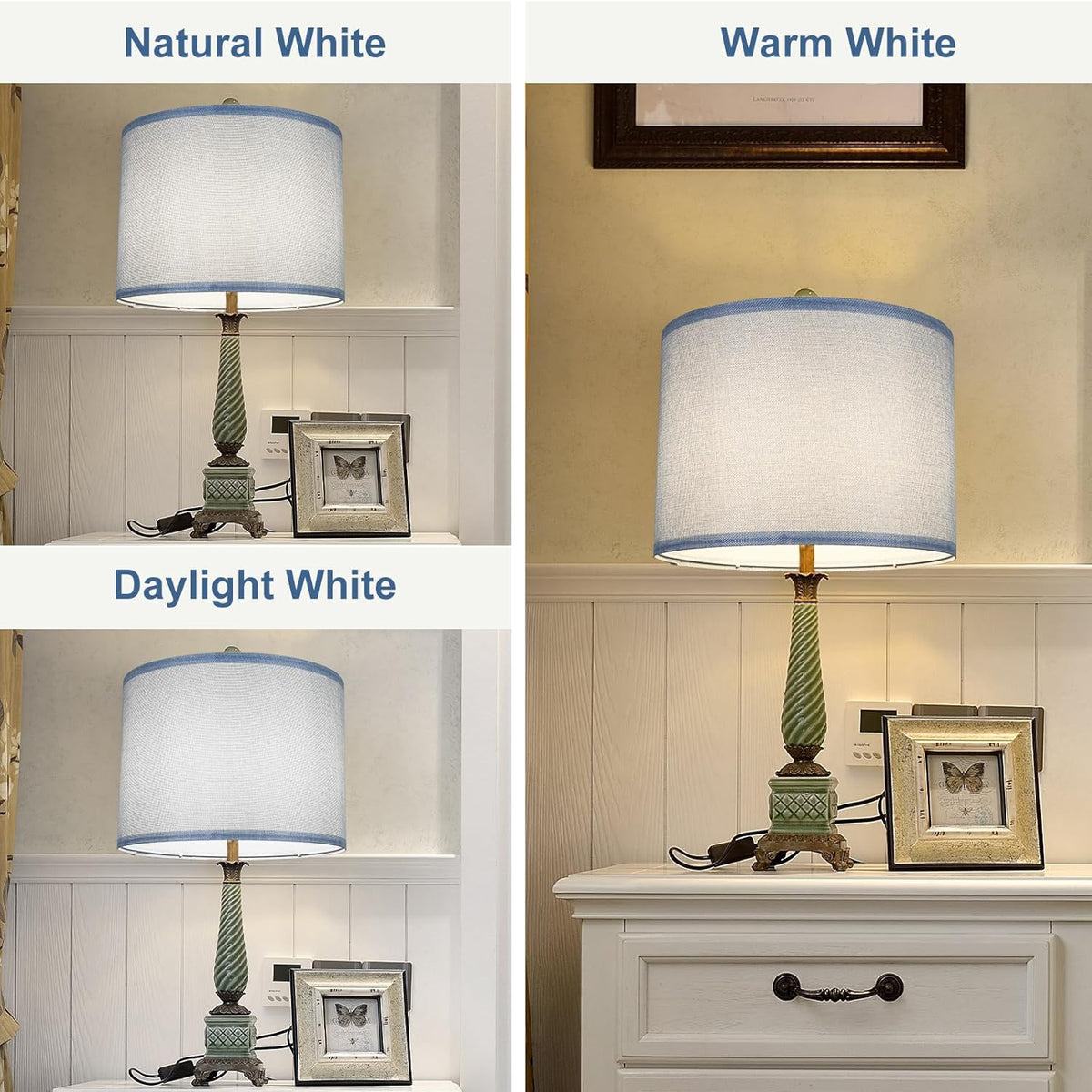 Blue 13" x 13" x 10" Drum Fabric Lamp Shades Set of 2 F43863