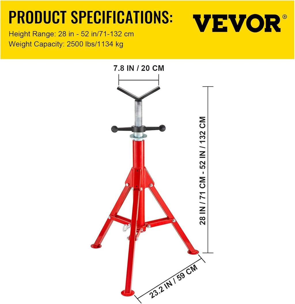 Adjustable Folding Steel Pipe Stands 28-52 Inch 2500 LB Pack of 2 J30556