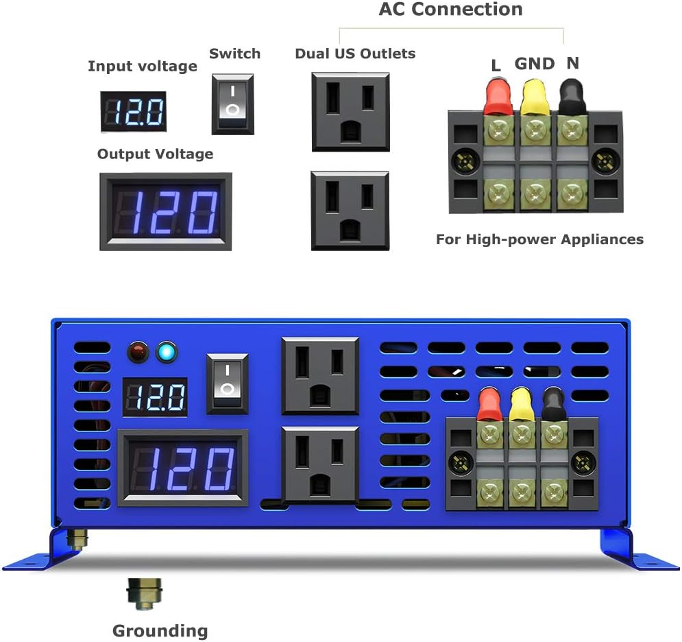 4000 Watt Pure Sine Wave Power Inverter 12V to 120V AC W499981