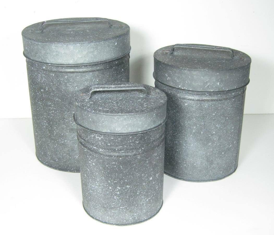 Metal Canisters with Lids, Set of Three S62272