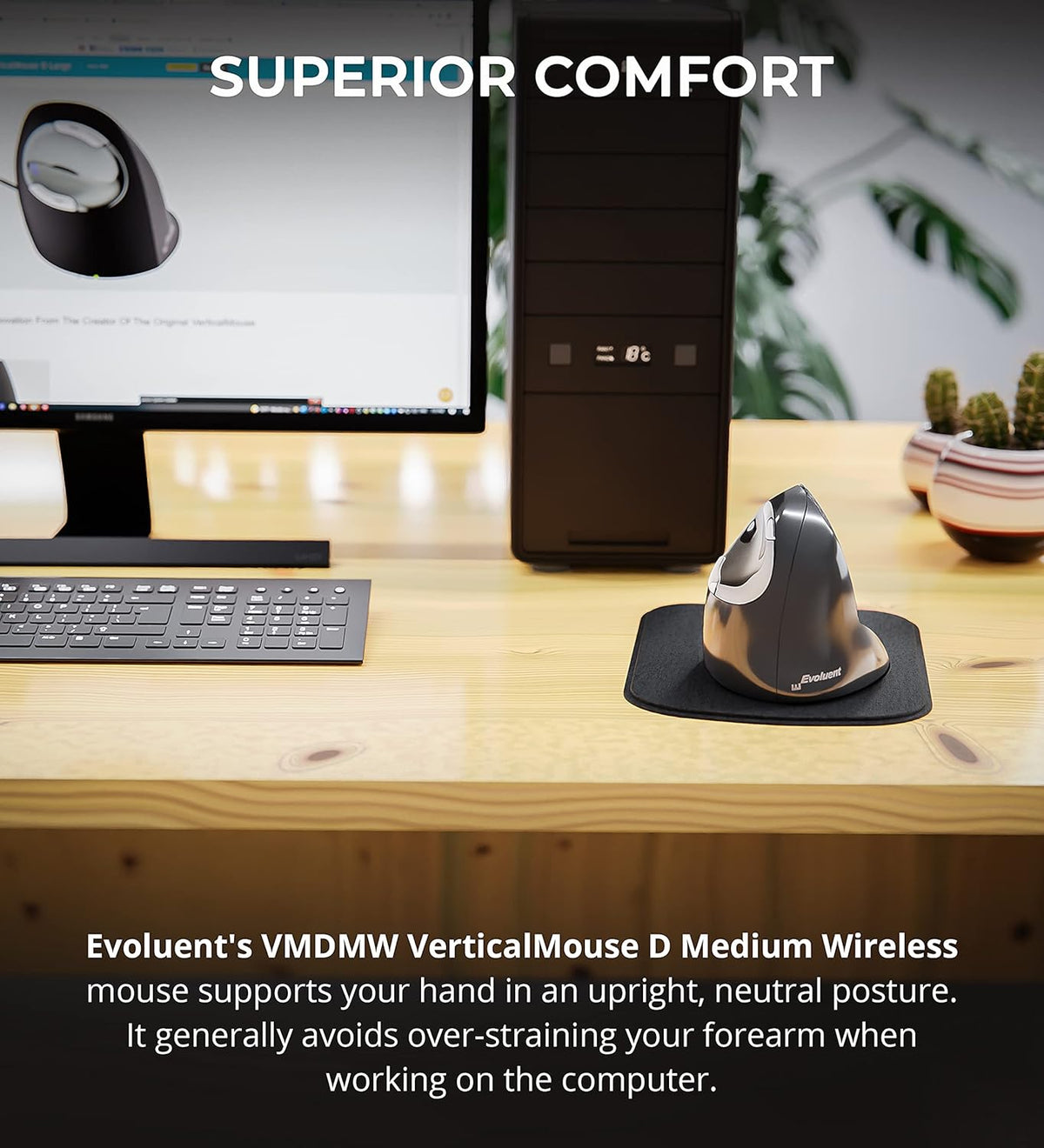 Ergonomic Mouse with Wireless USB Receiver, 4 USB Ports Z187541