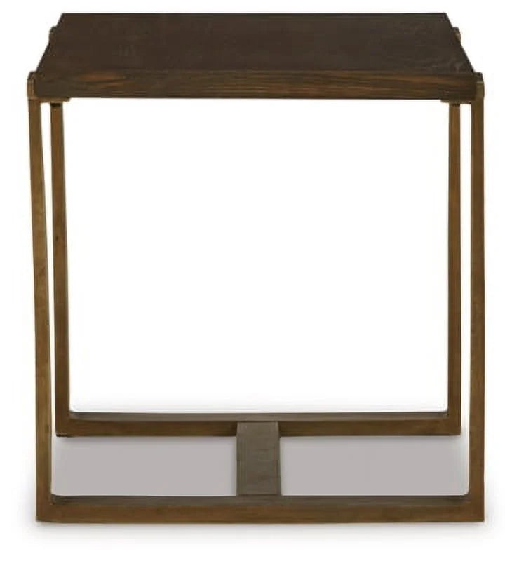 Contemporary End Table Brown Gold Finish I2236
