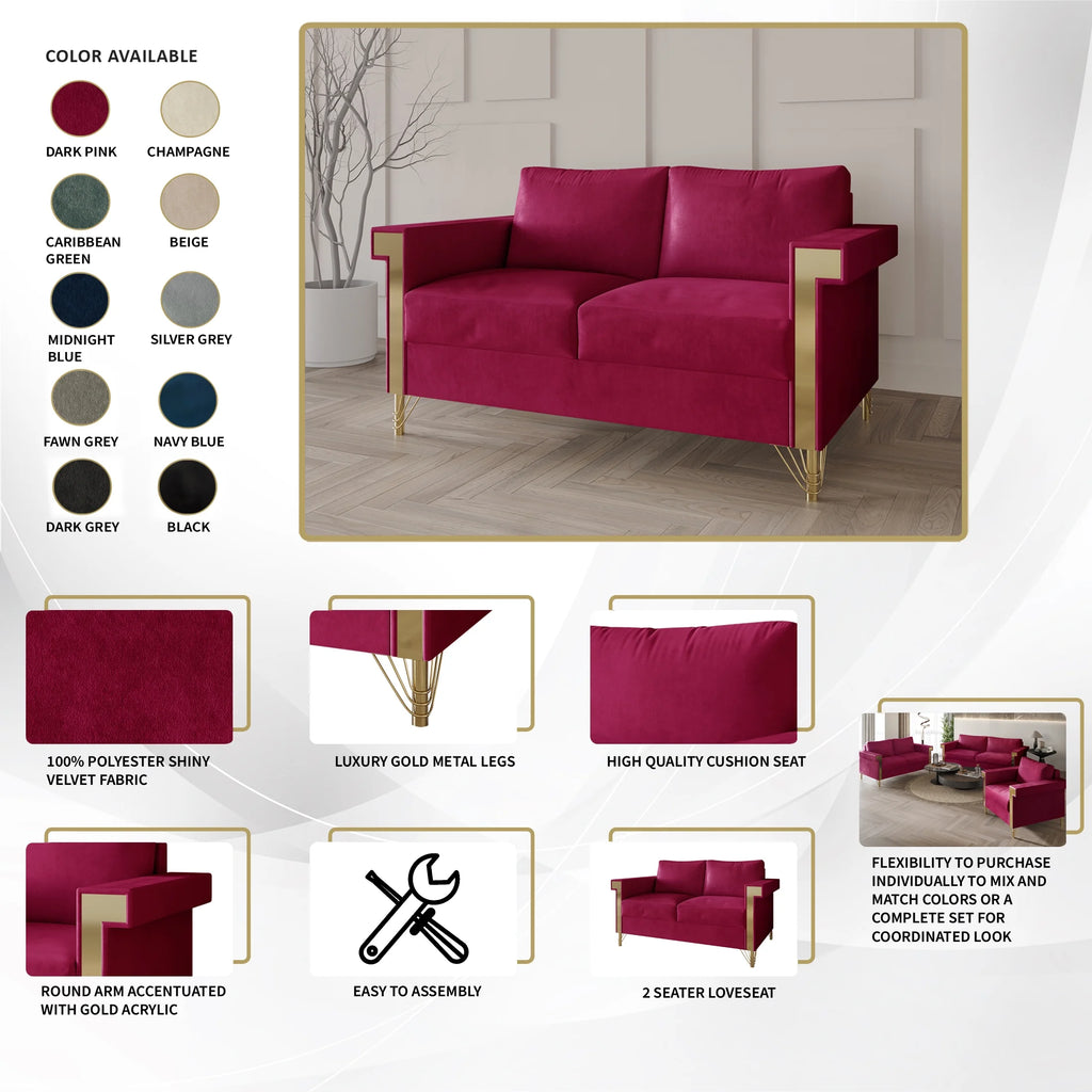 Velvet Upholstered Loveseat T185