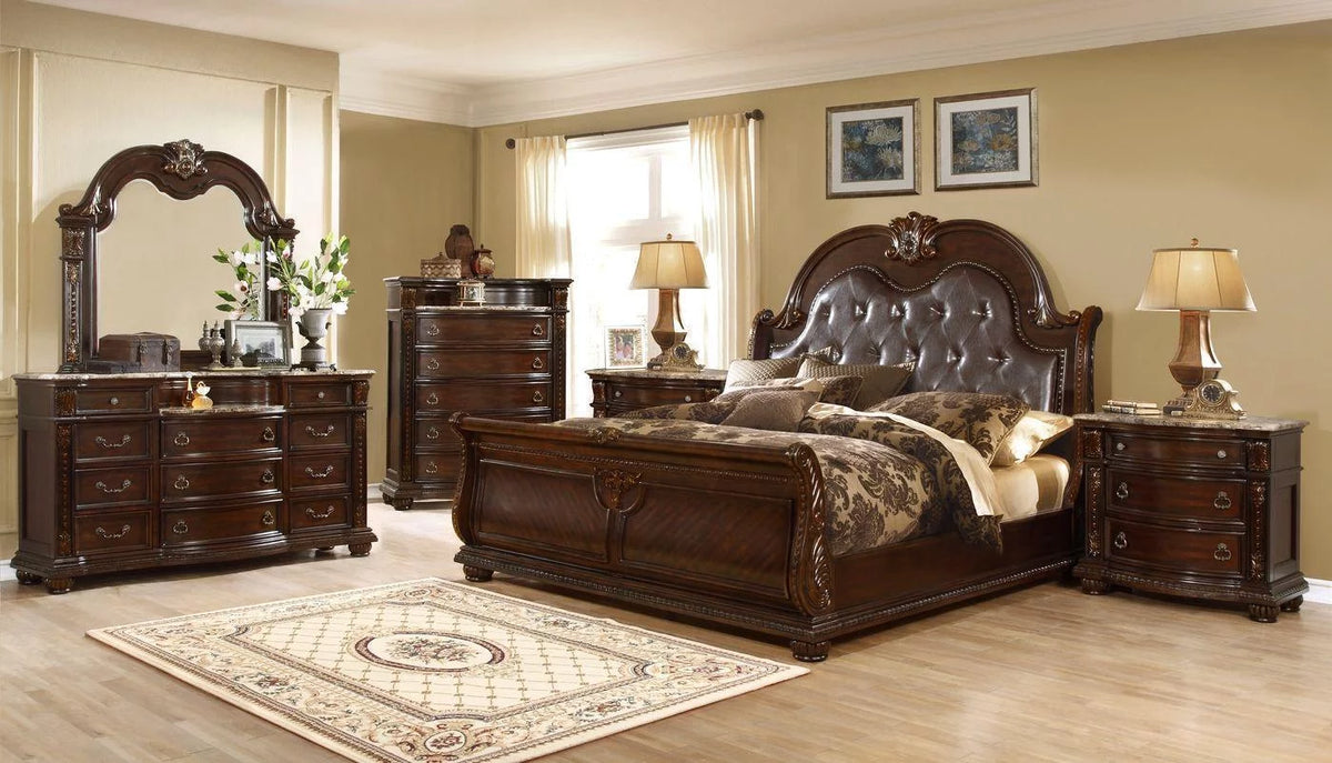 Dark Cherry Queen Bedroom Set 5P with Chest L118720