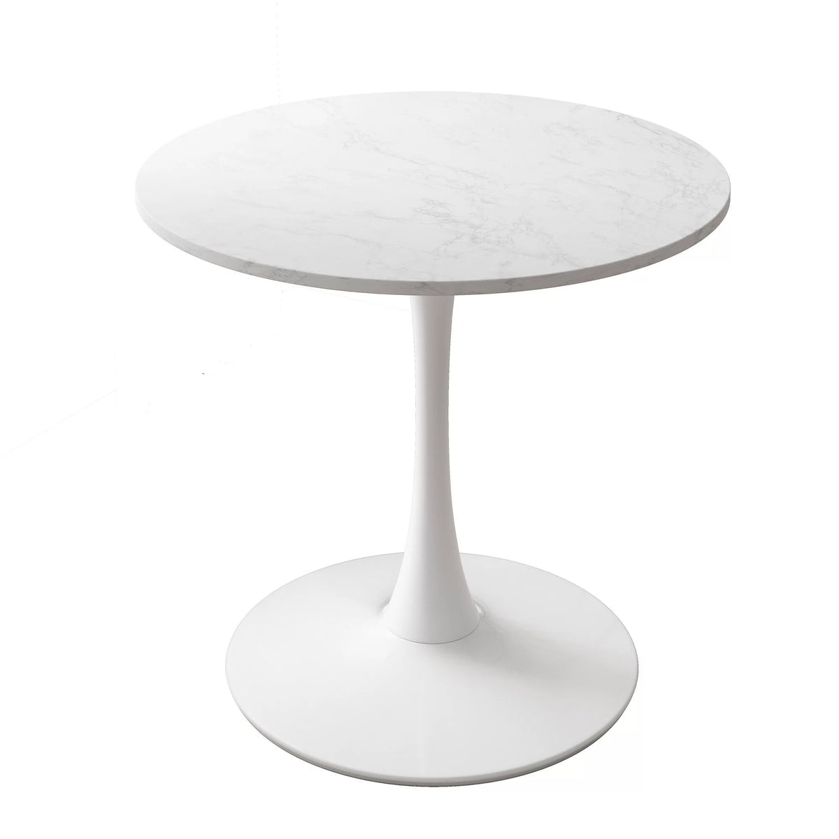 32" Round Marble White Dining Table with Metal Base R524
