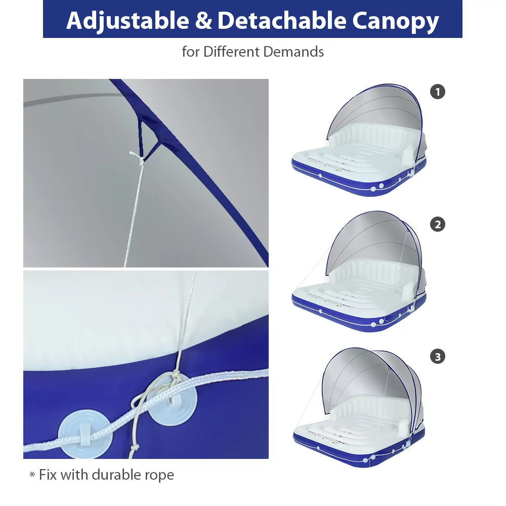 Inflatable Pool Float 2-3 Person with Canopy and Cup Holder L899091