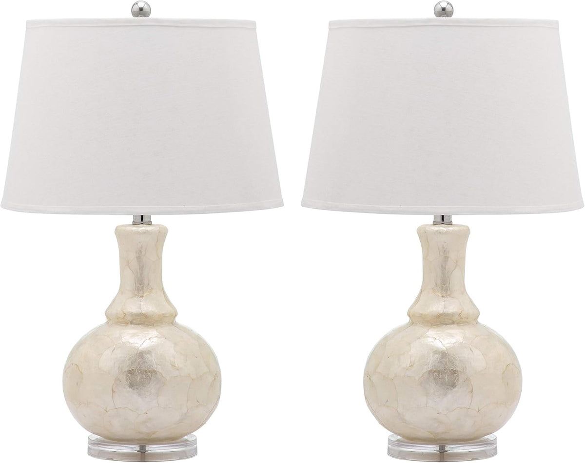 White Capiz Shell Table Lamp Set of 2 L1473