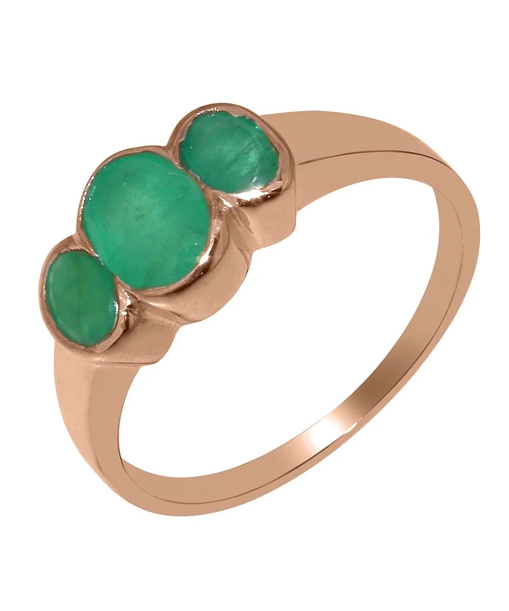 10k Rose Gold Natural Emerald Womens Ring D8066