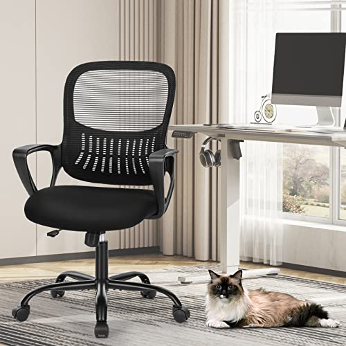 Black Ergonomic Mid-Back Mesh Swivel Office Chair Y6824