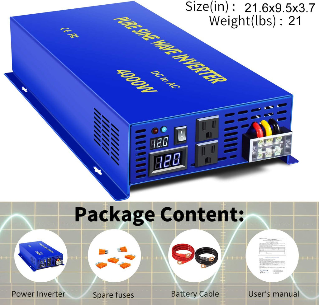 4000 Watt Pure Sine Wave Power Inverter 12V to 120V AC W499981