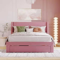 Queen Size Velvet Upholstered Storage Bed Frame with Drawer N339