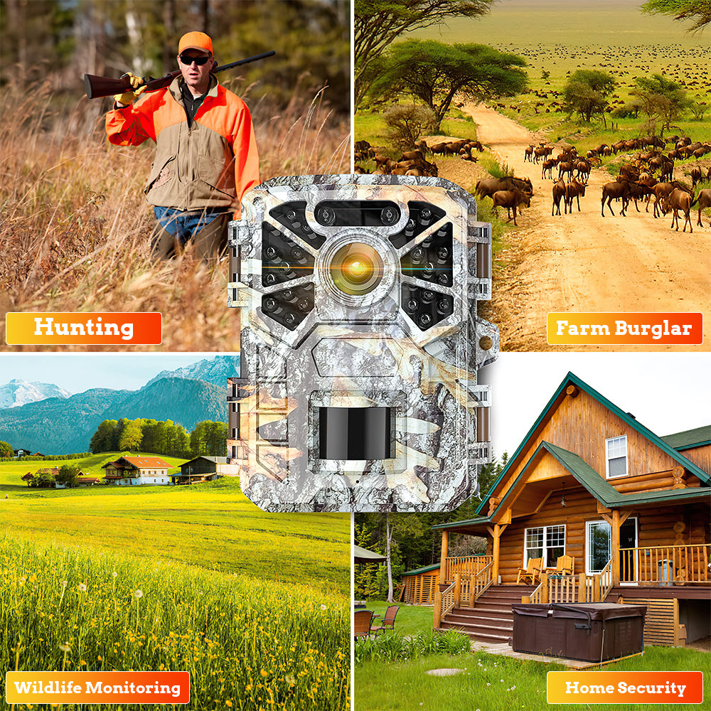 30MP 2K Infrared Night Vision Waterproof Trail Camera with 120° Wide Angle Lens M7029