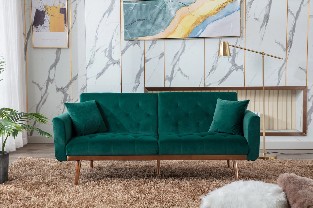 Velvet Accent Sofa with Rose Gold Metal Feet B685