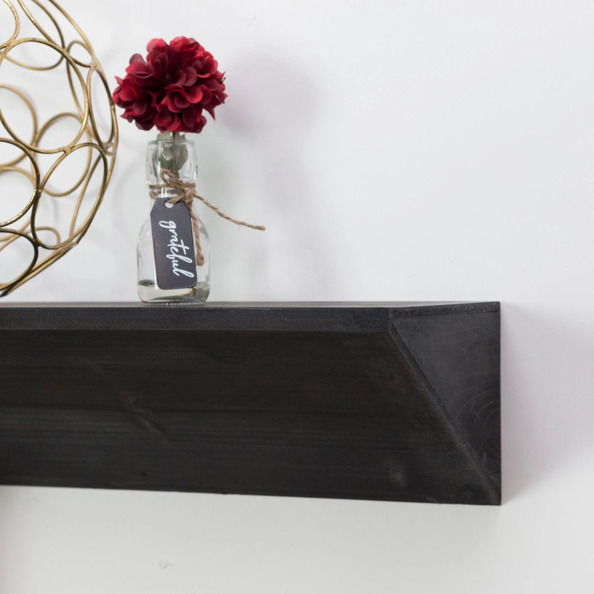 Large Black Wood Floating Wall Shelf L2016