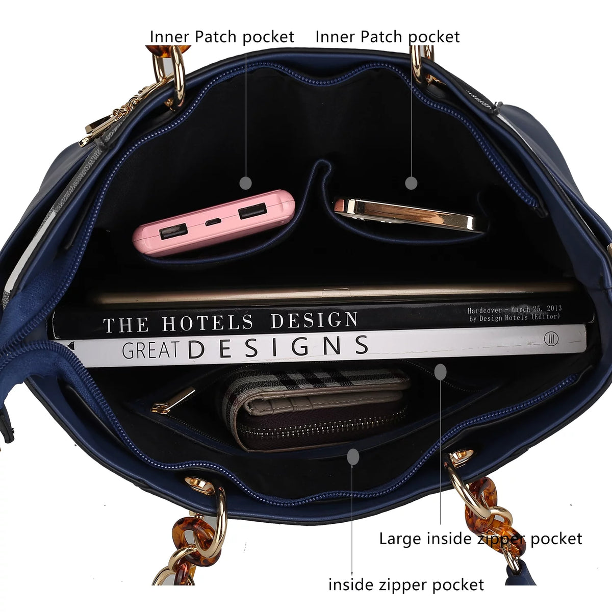 Black Checkered Shoulder Bag & Matching Wallet 2-Piece Set V625