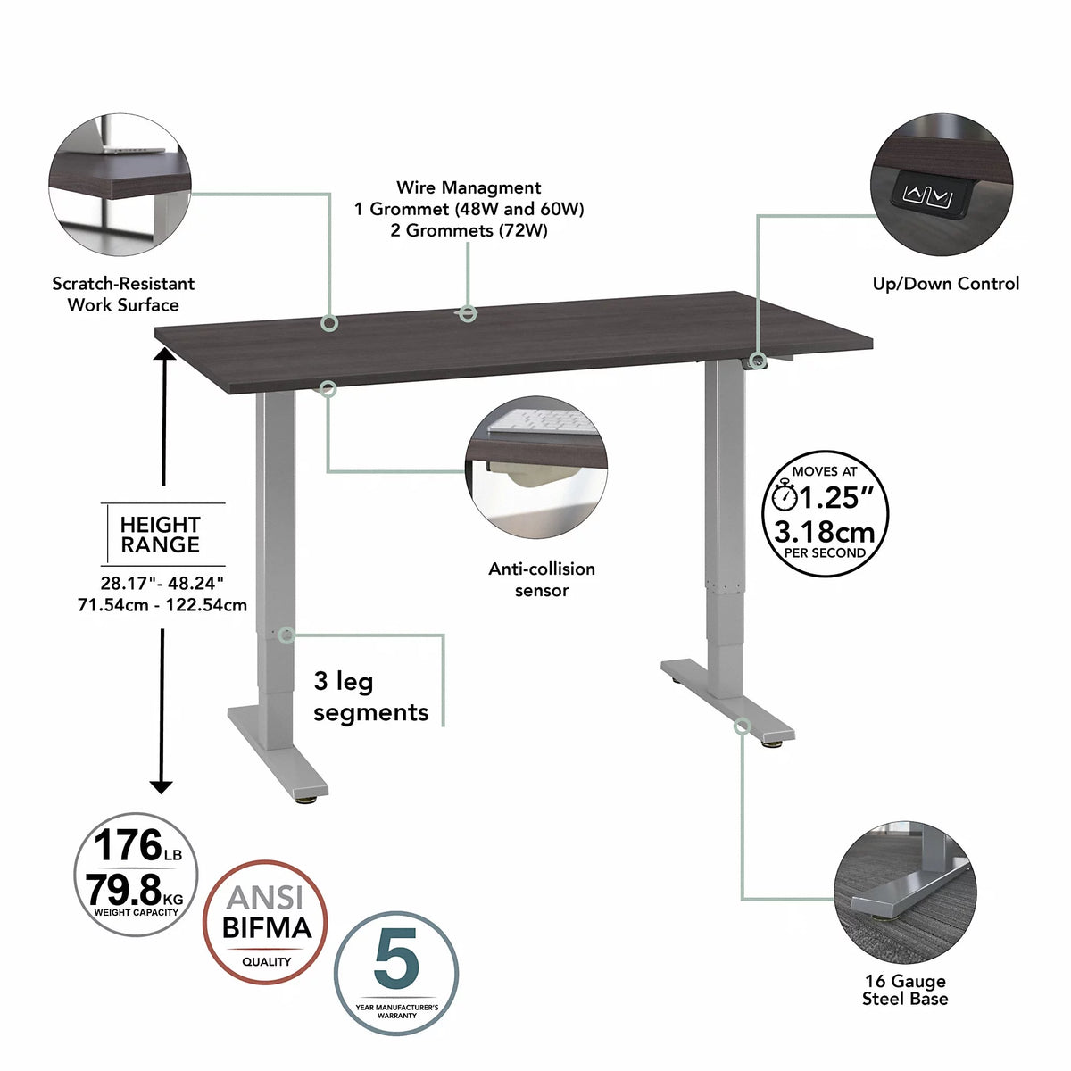 48” Electric Standing Desk J257