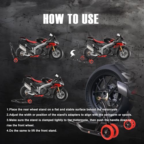 850lbs Front and Rear Motorcycle Stands with Adapters L350