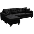 Black L-Shaped Upholstered Sofa Bed with Reversible Chaise Longue H45385