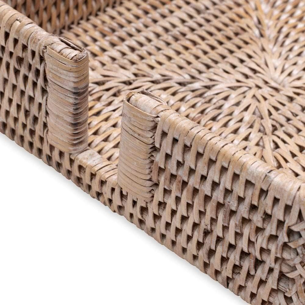 White Natural Rattan Luncheon Napkin Holder, Pack of 2 I372
