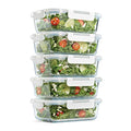5-Pack Two Compartments Glass Storage Containers with Locking Lids, 27 oz. K350