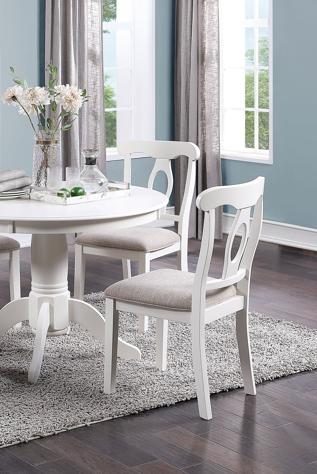 5pc Round Dining Table Set with 4 Cushion Chairs Rubberwood I646