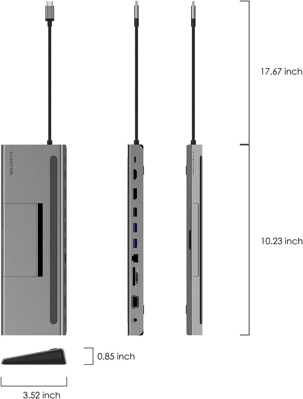 USB C Docking Station with 100W PD, 4K HDMI, DisplayPort, VGA, Ethernet, Card Reader, USB 3.0, USB 2.0, Aux Adapter Z573