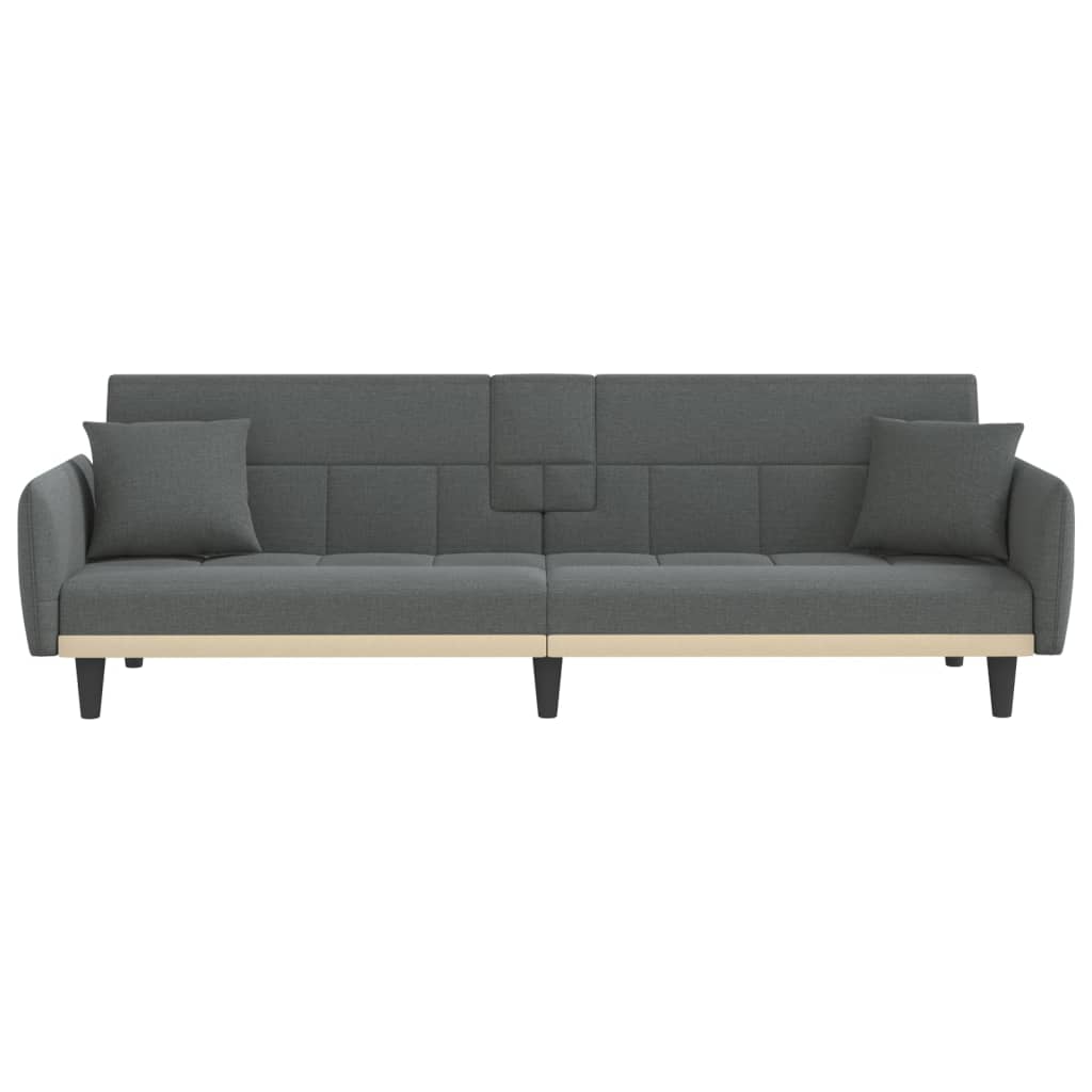 Dark Gray Fabric Sofa Bed with Cup Holders D152