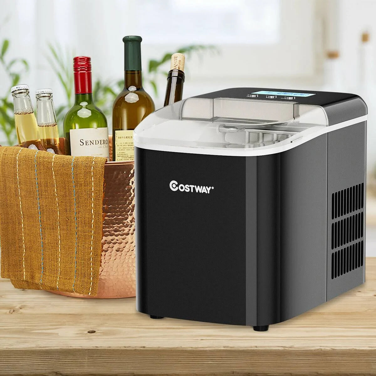 Black Countertop LCD Display Ice Maker with Ice Scoop B3699