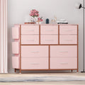 Pink 10 Drawer Fabric Dresser with Wood Tabletop R561