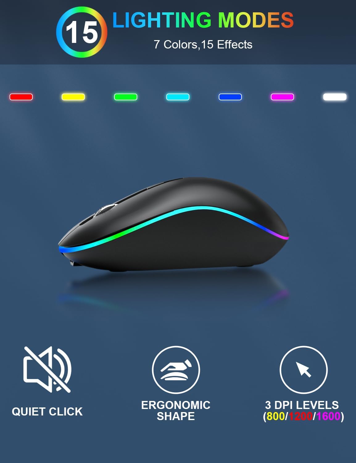 Slim Rechargeable Wireless Keyboard and Mouse Combo with RGB Backlit K92349