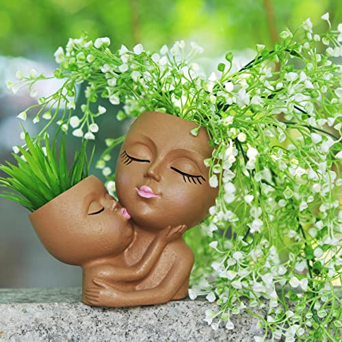 Black Head Resin Flower Pot F31333