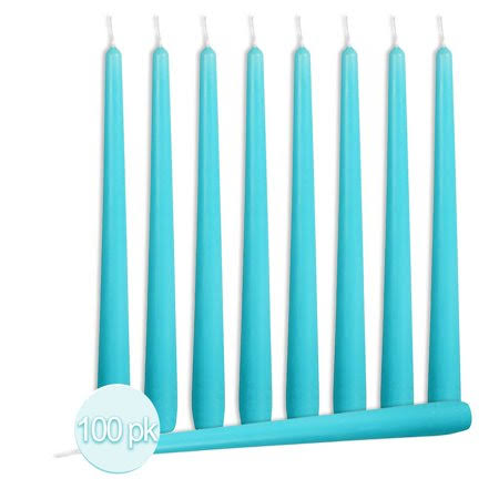 Turquoise Dripless Taper Candles, 100 Pack D878881