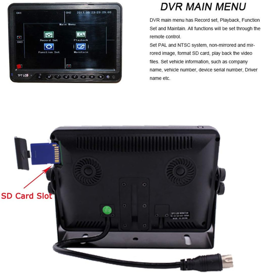 9 inch Monitor Car Backup Camera System with Quad Split Screen CCD Waterproof Night Vision Rear View Camera X959246
