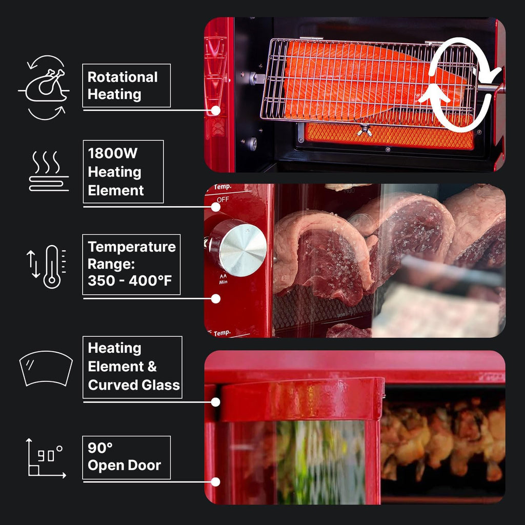 Gas Rotisserie Oven Grill Roaster with Auto Rotating Skewers P7407