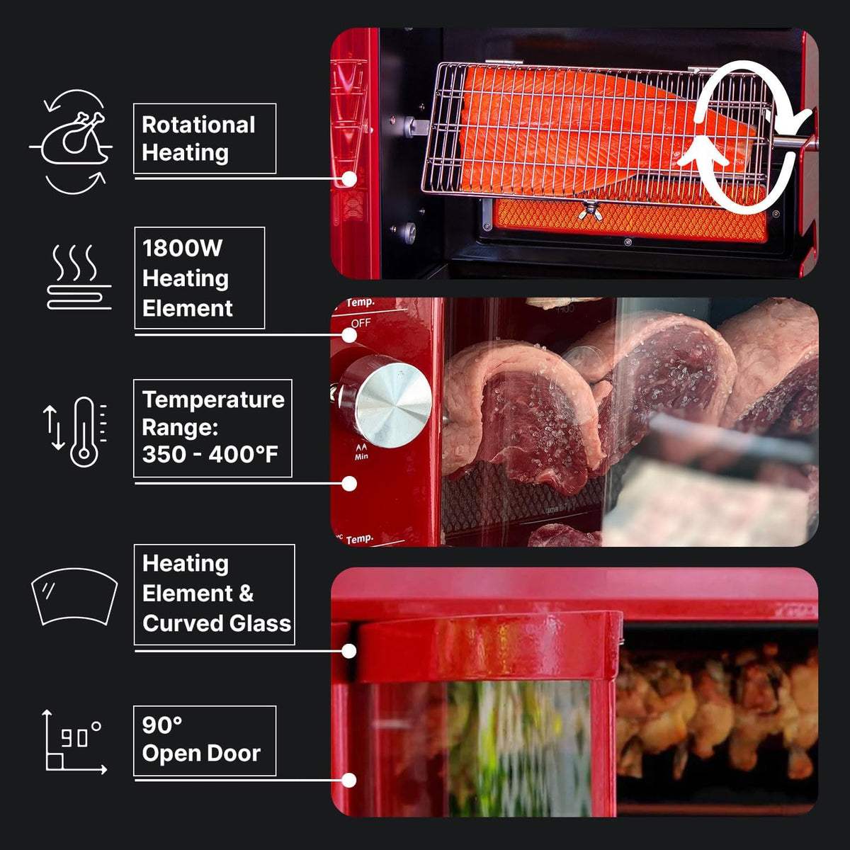 Gas Rotisserie Oven Grill Roaster with Auto Rotating Skewers P7407