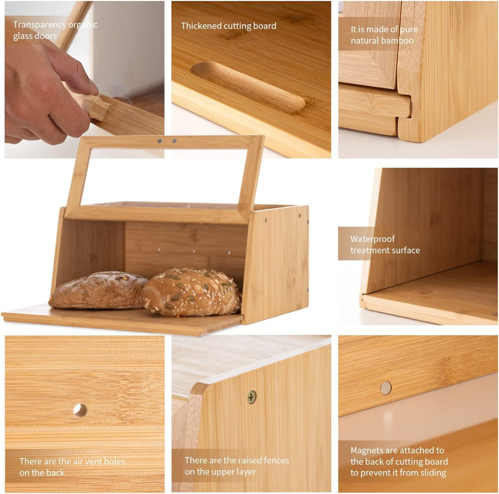 Bamboo Bread Box with Cutting Board W46895