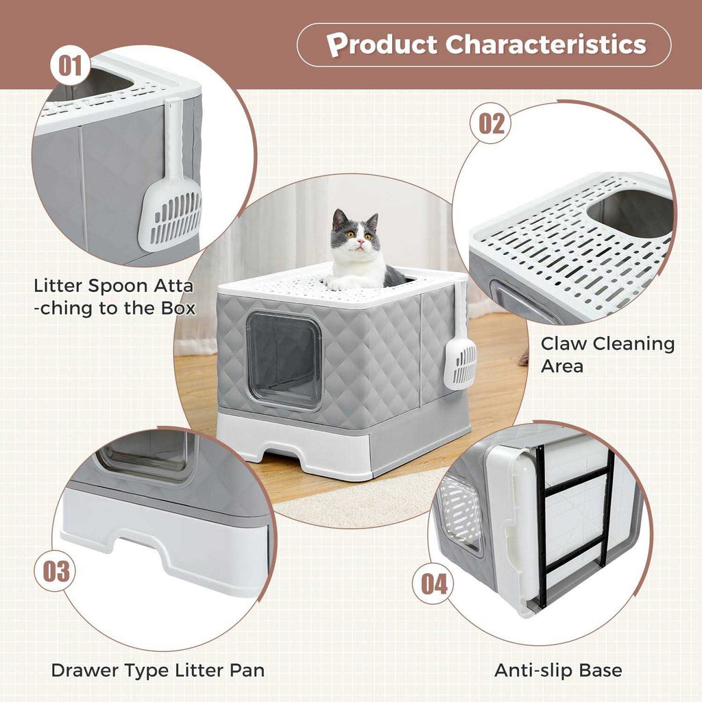 Enclosed 2 Ways Anti-splash Cat Litter Box N453437