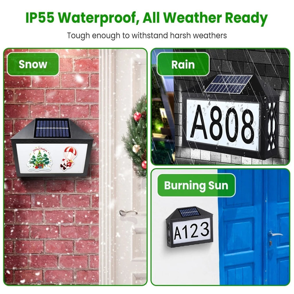 Solar Address Sign IP55 Waterproof Wall Mounted LED E609507