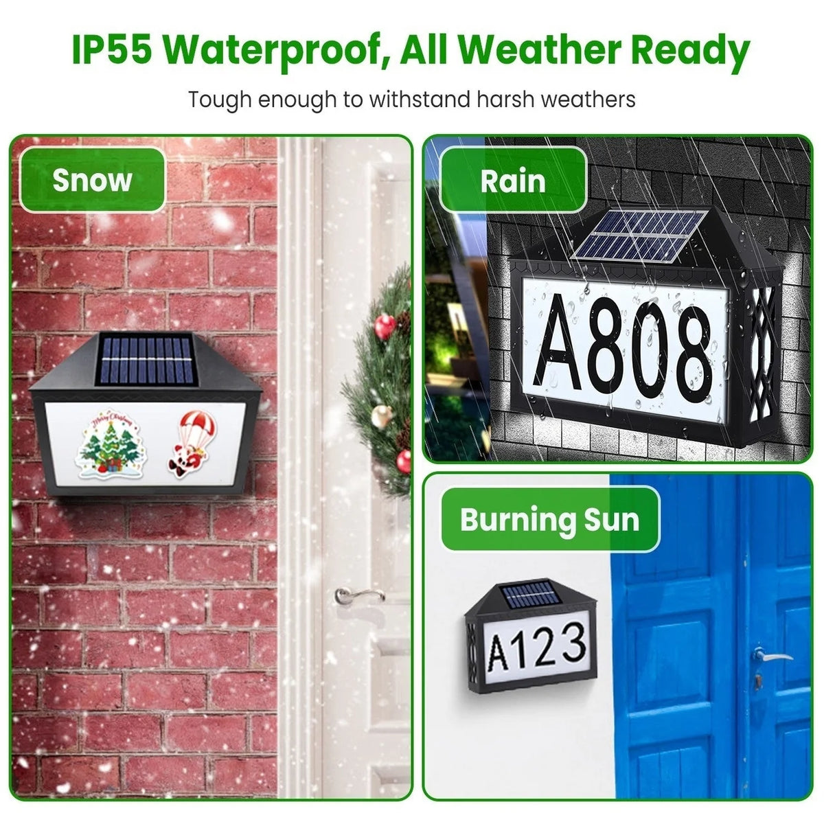 Solar Address Sign IP55 Waterproof Wall Mounted LED E609507