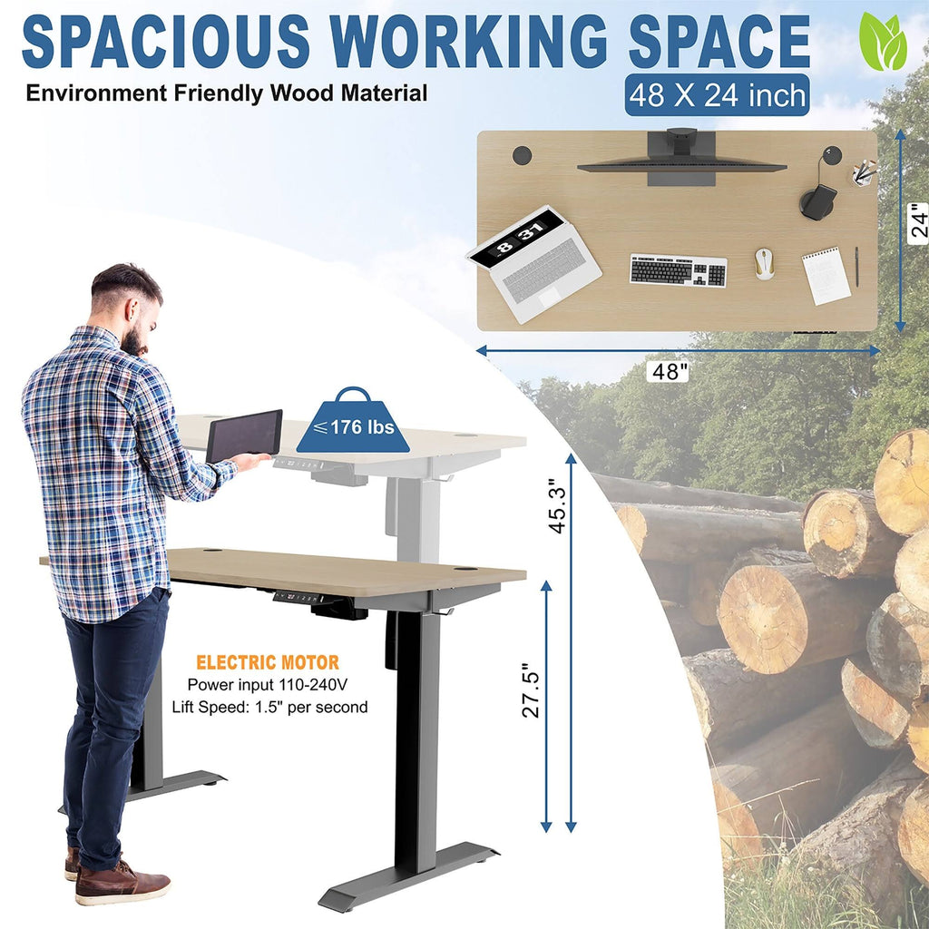 Black Height Adjustable Electric Standing Desk with Splice Board Z278903