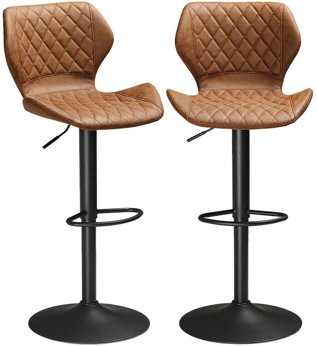 Set of 2 Adjustable PU Leather Bar Stools T274