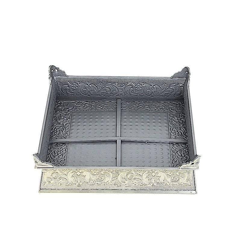 Gold Square Embossed Wedding Cake Stand Riser N263682