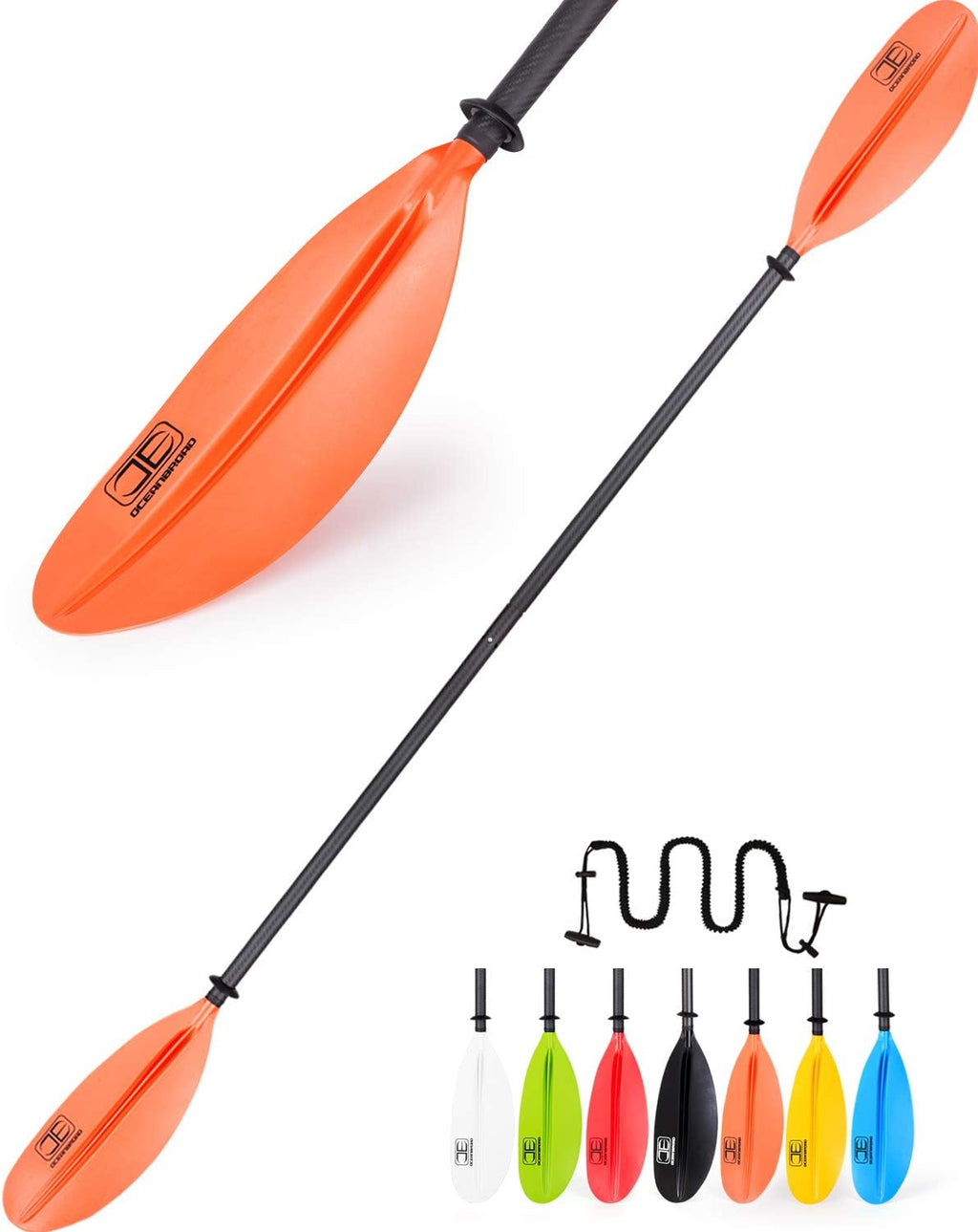Carbon Shaft Kayak Paddle with Leash, Pack of 2 B7693