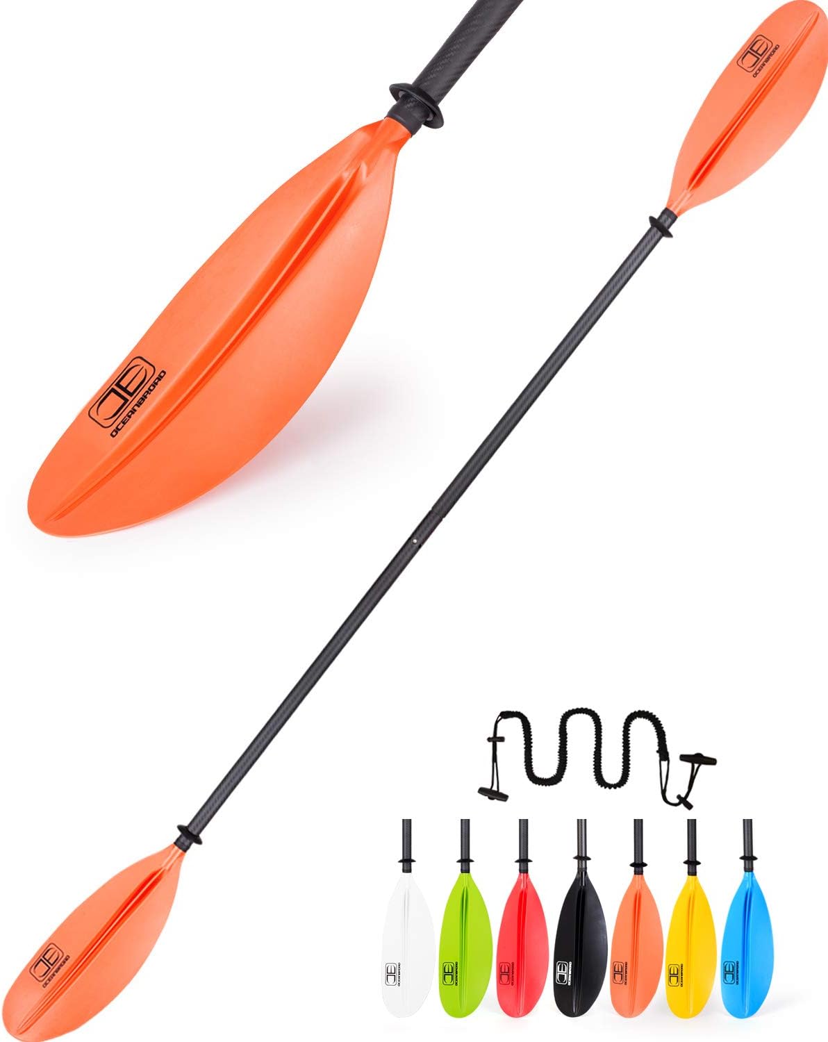 Carbon Shaft Kayak Paddle with Leash, Pack of 2 B7693