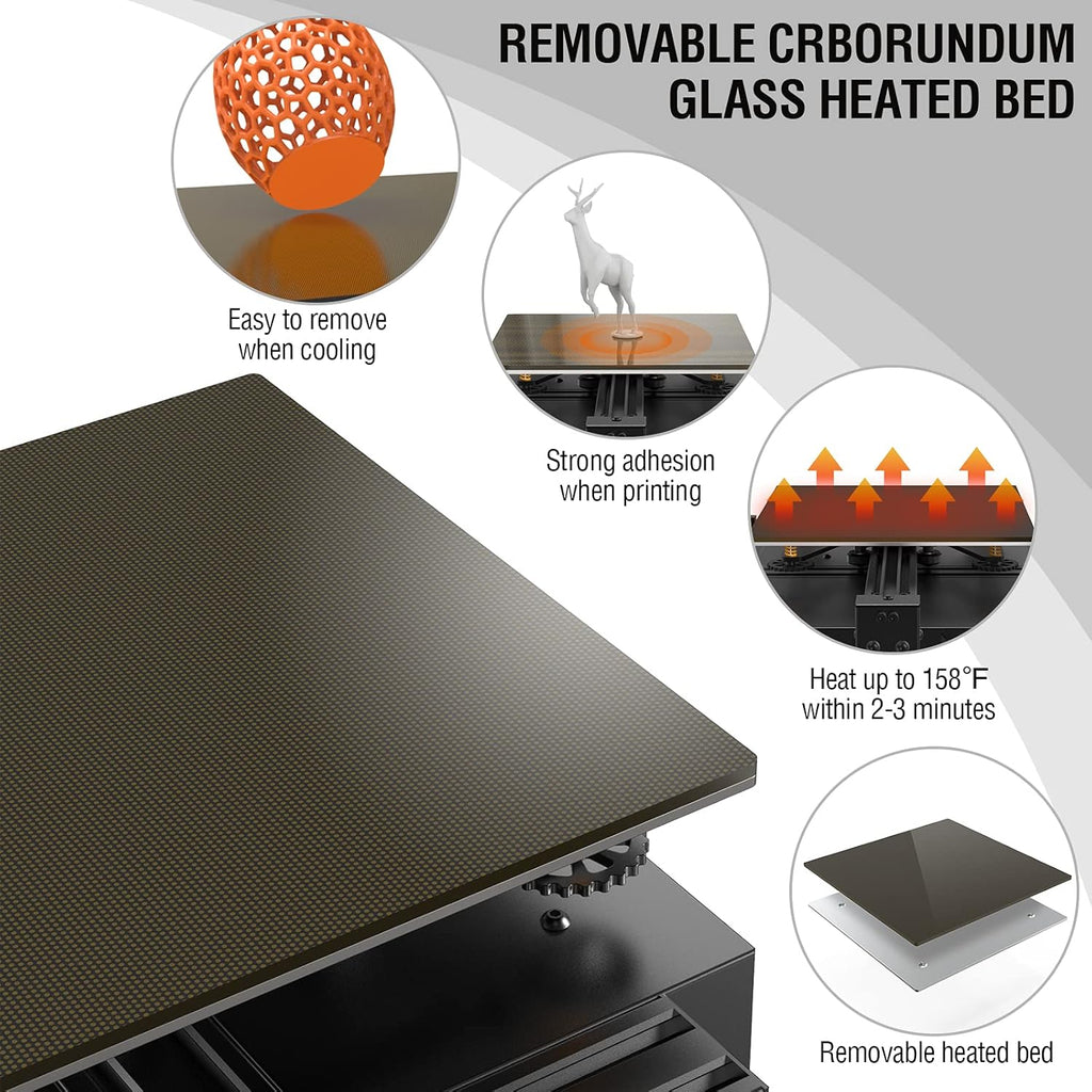 3D Printer with Carborundum Glass Platform, 9.2x9.2x10.8in V665956