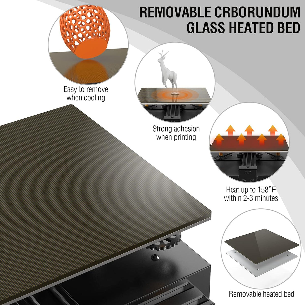 3D Printer with Carborundum Glass Platform, 9.2x9.2x10.8in V665956