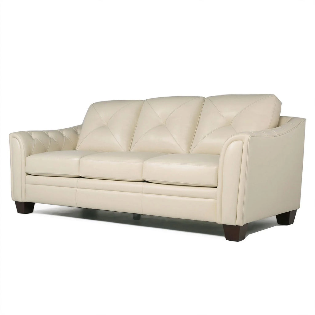 Tufted Leather Sofa In Ivory M986