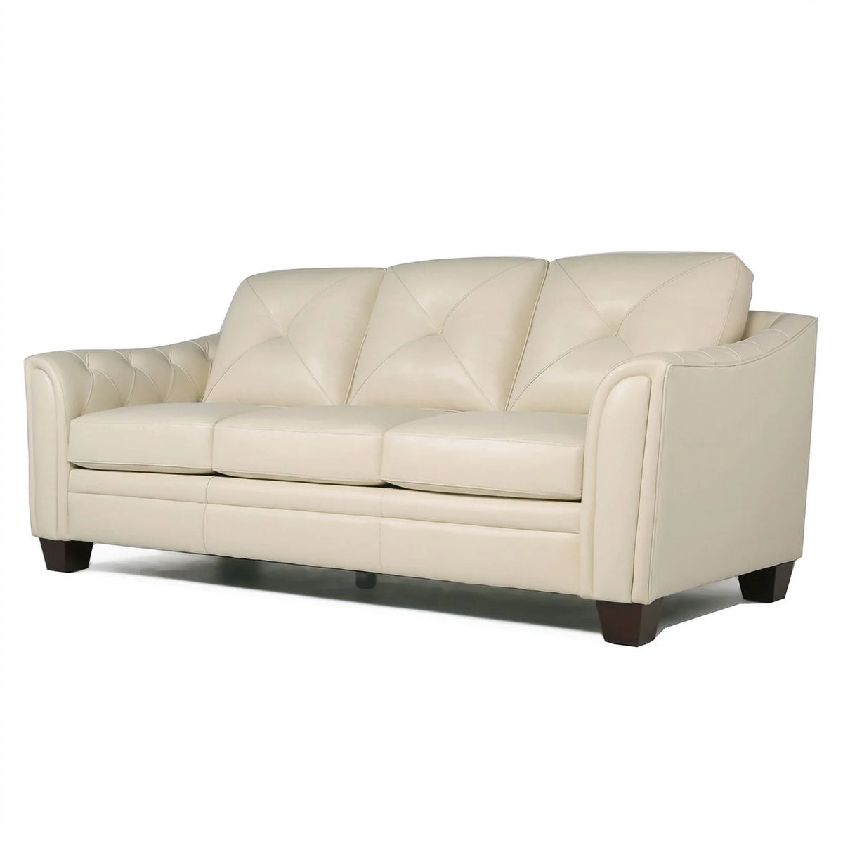 Tufted Leather Sofa In Ivory M986