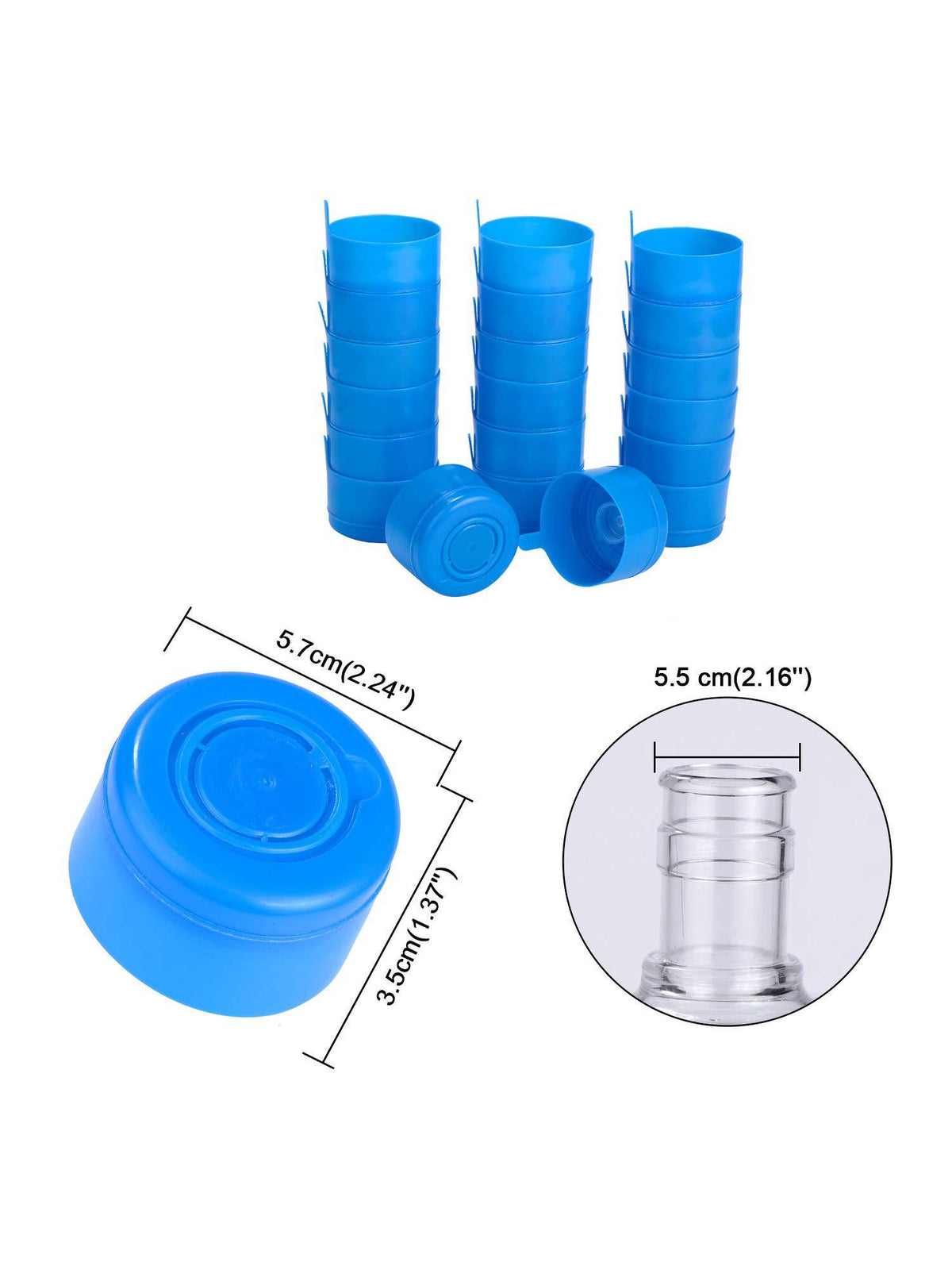20 Pieces Non Spill 55 mm Water Jug Caps with 1 Piece Bottle Handle O7280